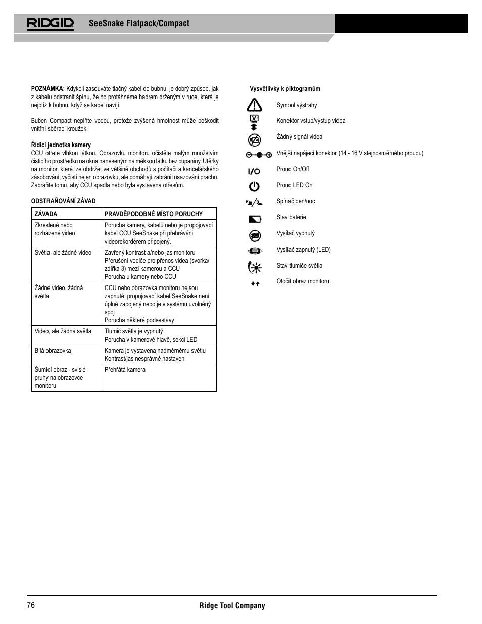 Seesnake flatpack/compact | RIDGID SeeSnake Compact User Manual | Page 77 / 98