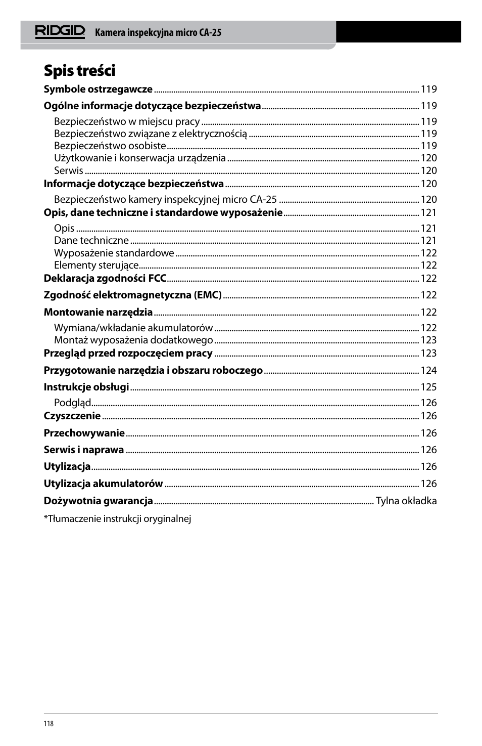 RIDGID micro CA-25 User Manual | Page 120 / 236