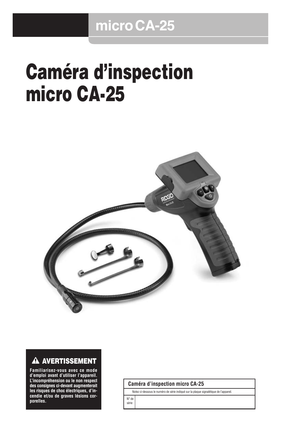 Caméra d’inspection micro ca-25, Microca-25 | RIDGID micro CA-25 User Manual | Page 13 / 236