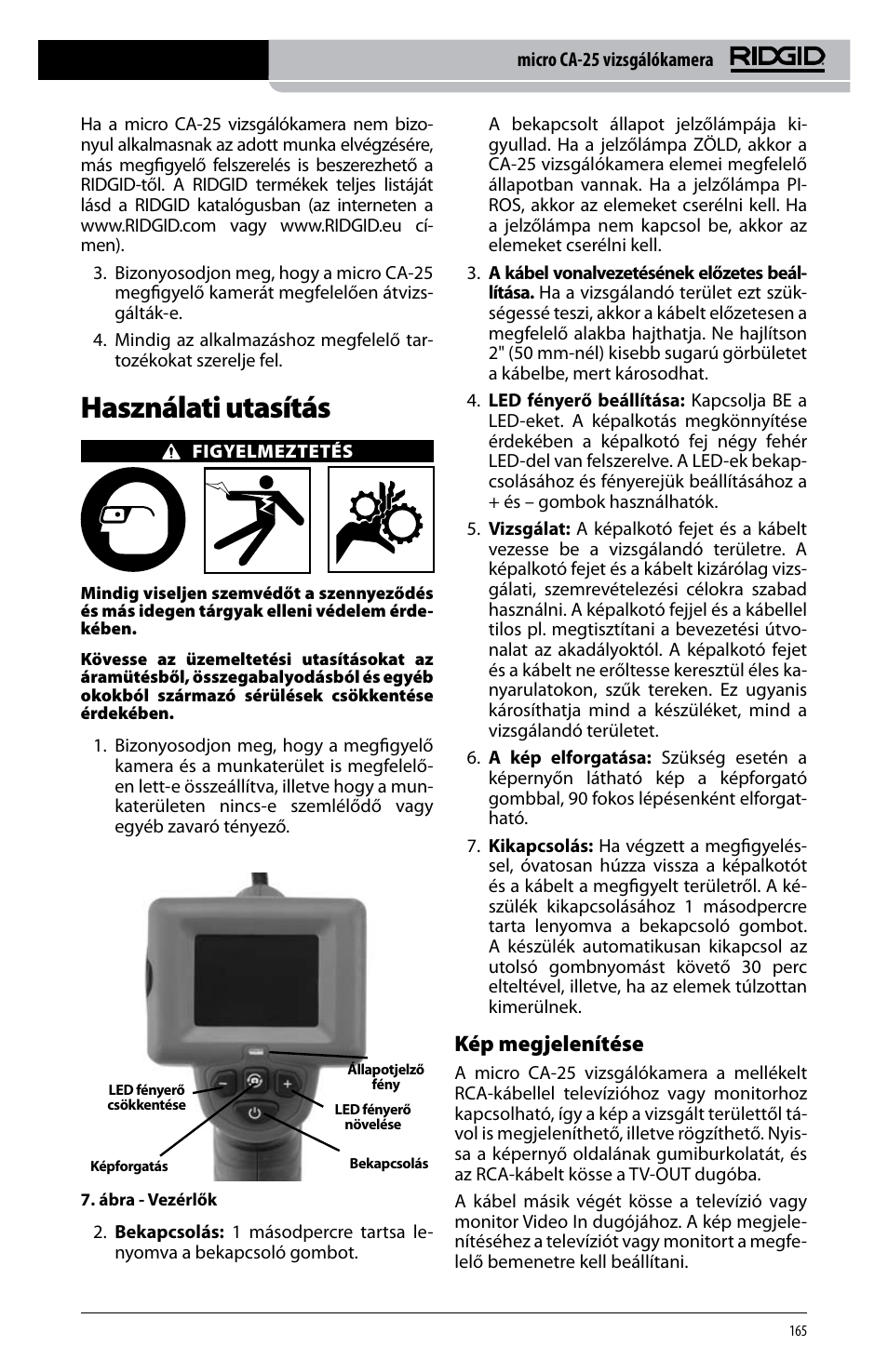 Használati utasítás, Kép megjelenítése | RIDGID micro CA-25 User Manual | Page 167 / 236