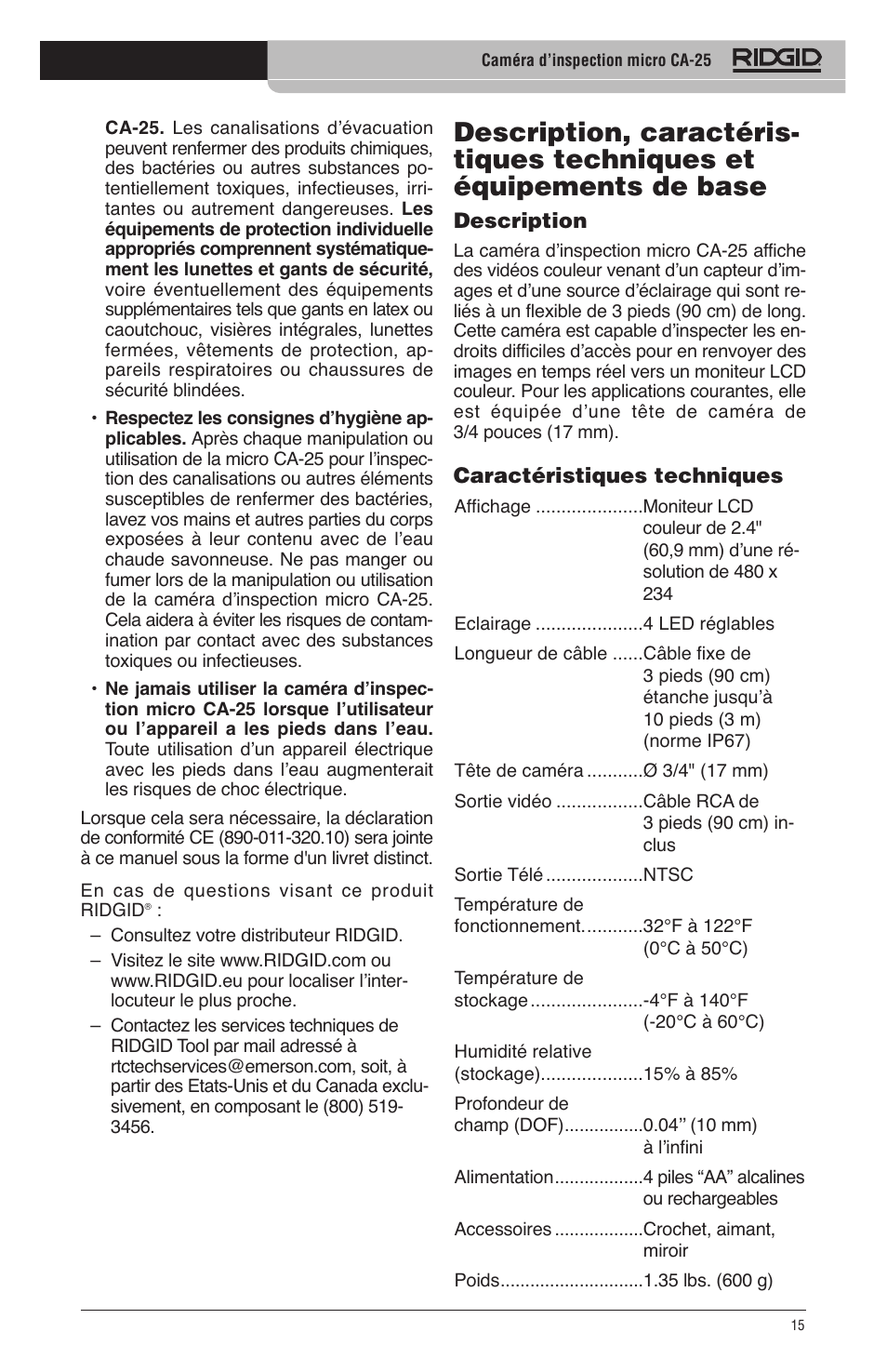 RIDGID micro CA-25 User Manual | Page 17 / 236