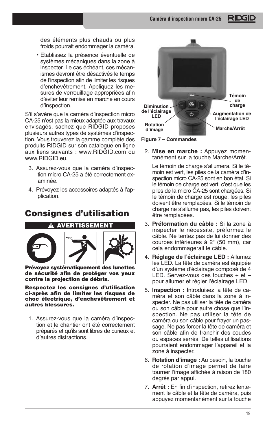 Consignes d’utilisation | RIDGID micro CA-25 User Manual | Page 21 / 236