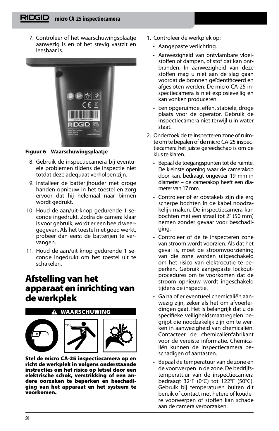 RIDGID micro CA-25 User Manual | Page 52 / 236