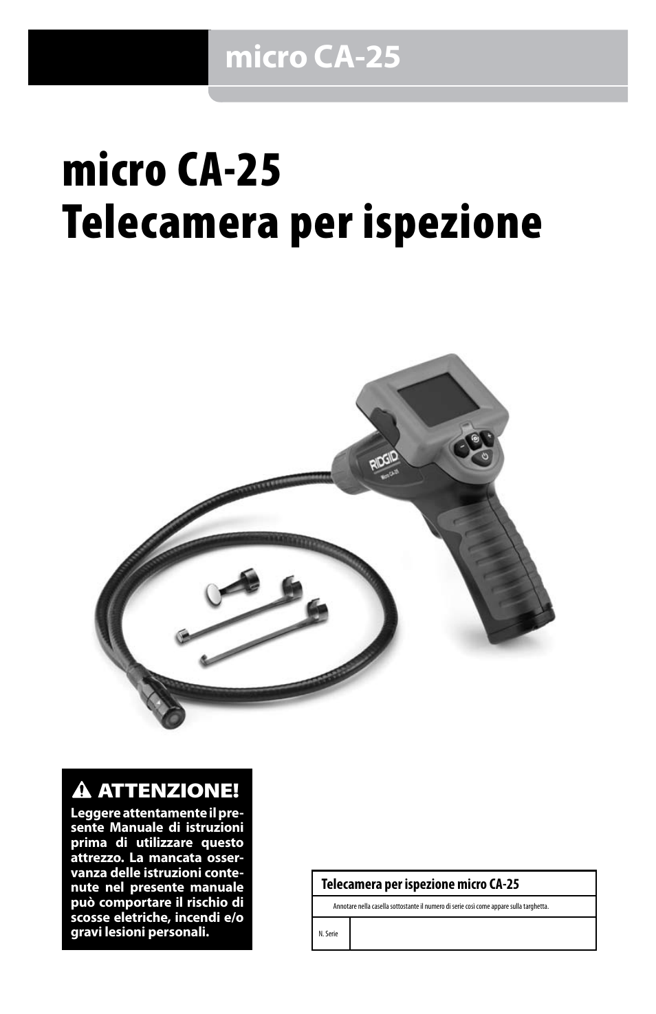 Micro ca-25 telecamera per ispezione, Micro ca-25 | RIDGID micro CA-25 User Manual | Page 57 / 236