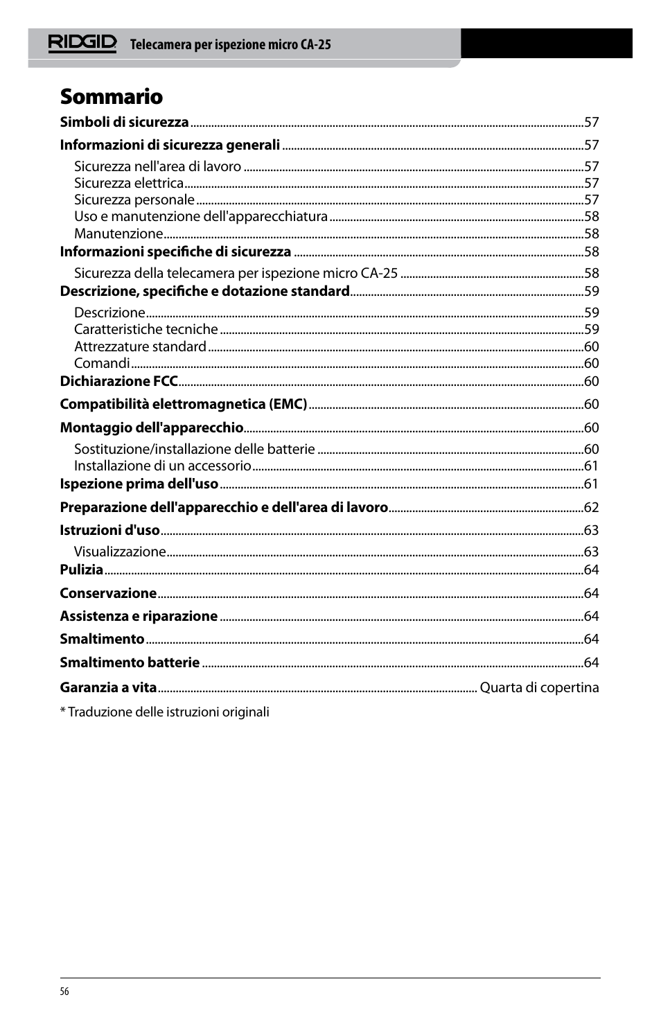 RIDGID micro CA-25 User Manual | Page 58 / 236