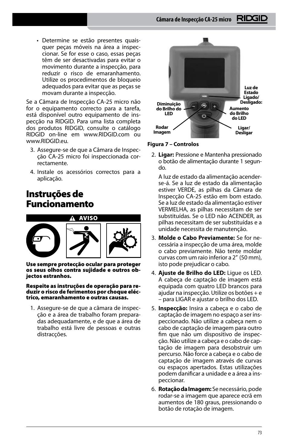 Instruções de funcionamento | RIDGID micro CA-25 User Manual | Page 75 / 236