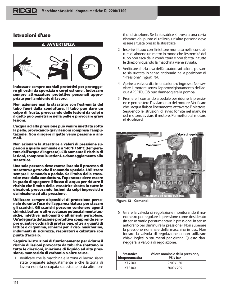 Istruzioni d'uso | RIDGID KJ-3100 User Manual | Page 116 / 454