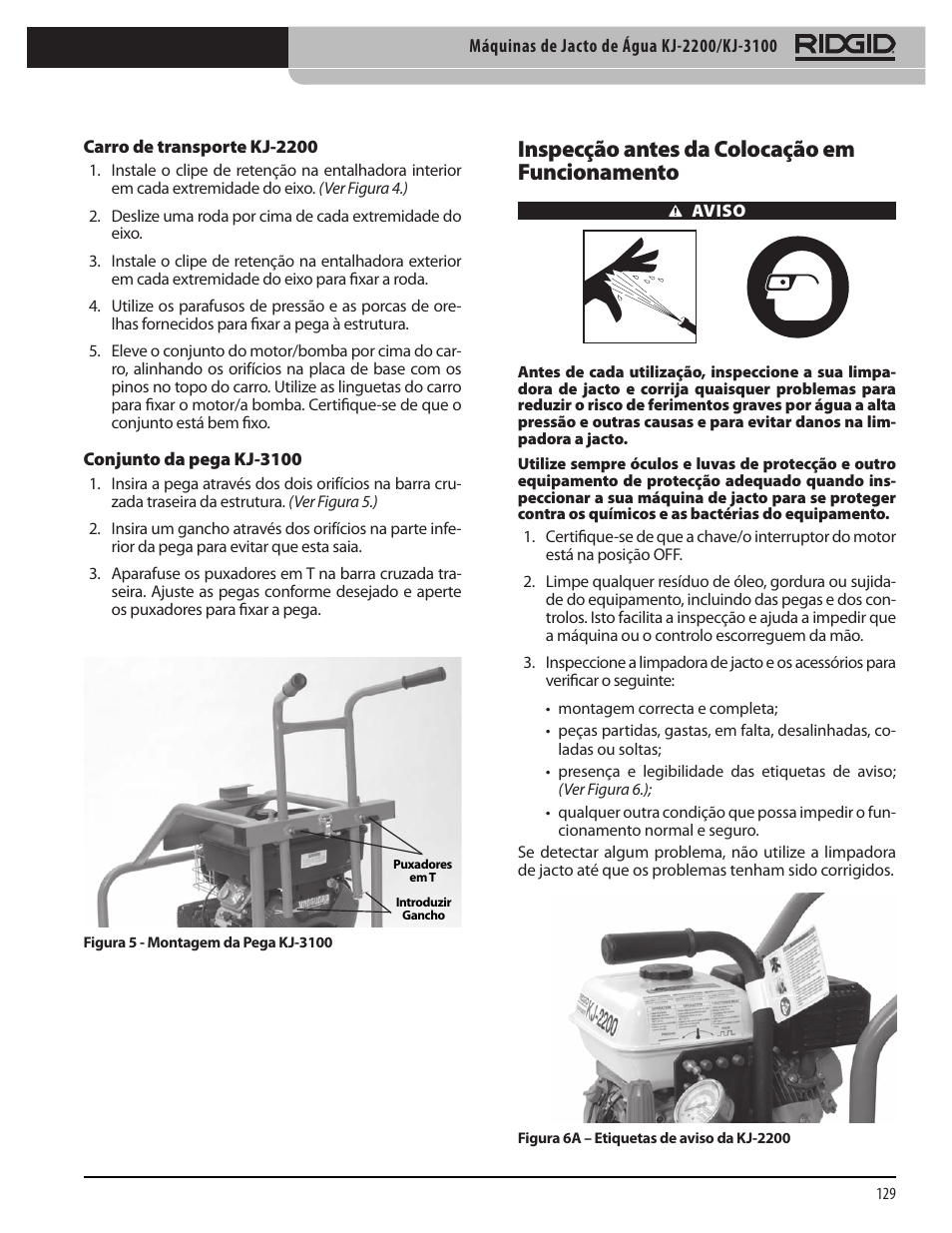 Inspecção antes da colocação em funcionamento | RIDGID KJ-3100 User Manual | Page 131 / 454