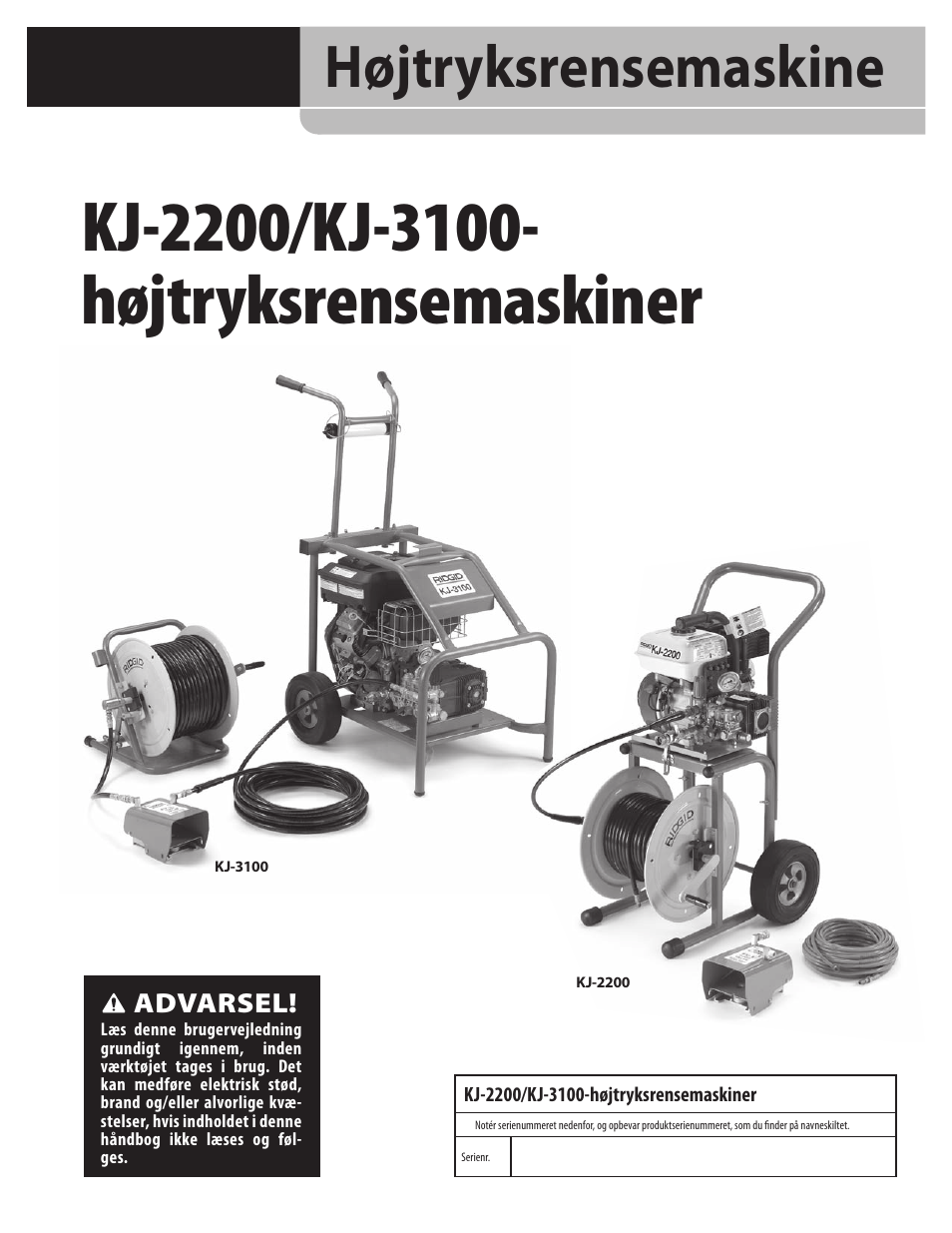 Højtryksrensemaskine | RIDGID KJ-3100 User Manual | Page 165 / 454