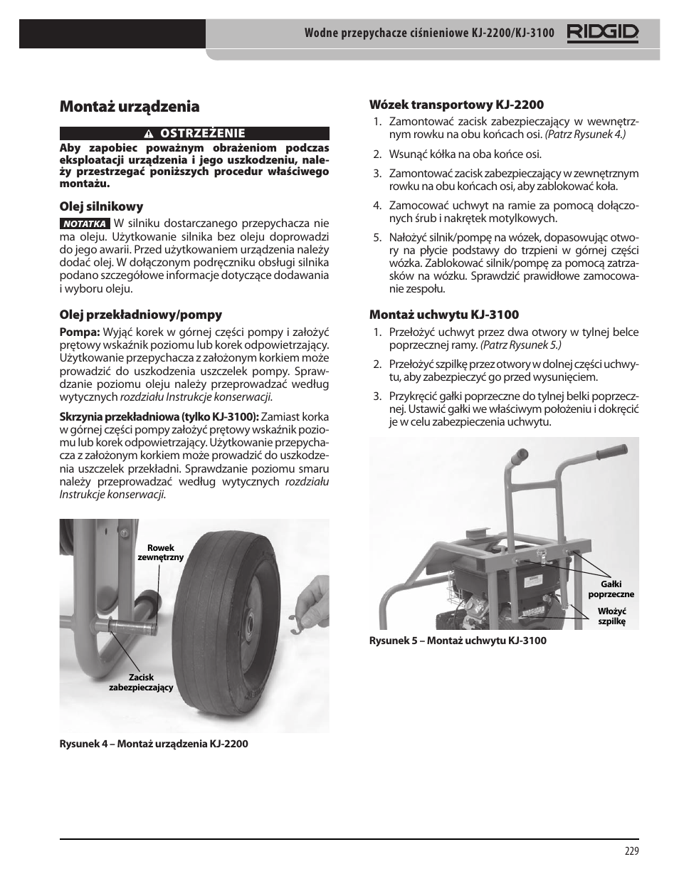 Montaż urządzenia | RIDGID KJ-3100 User Manual | Page 231 / 454