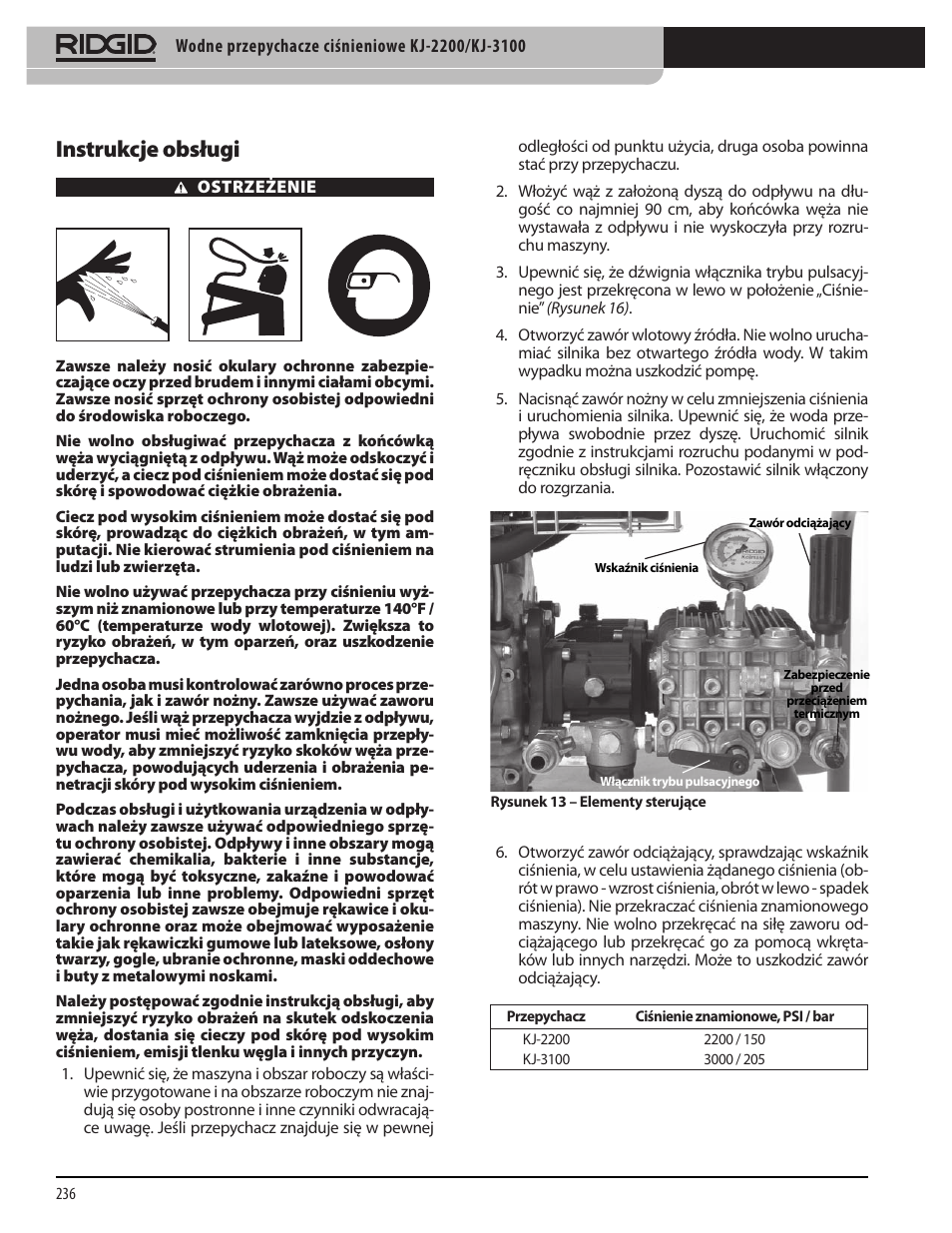 Instrukcje obsługi | RIDGID KJ-3100 User Manual | Page 238 / 454