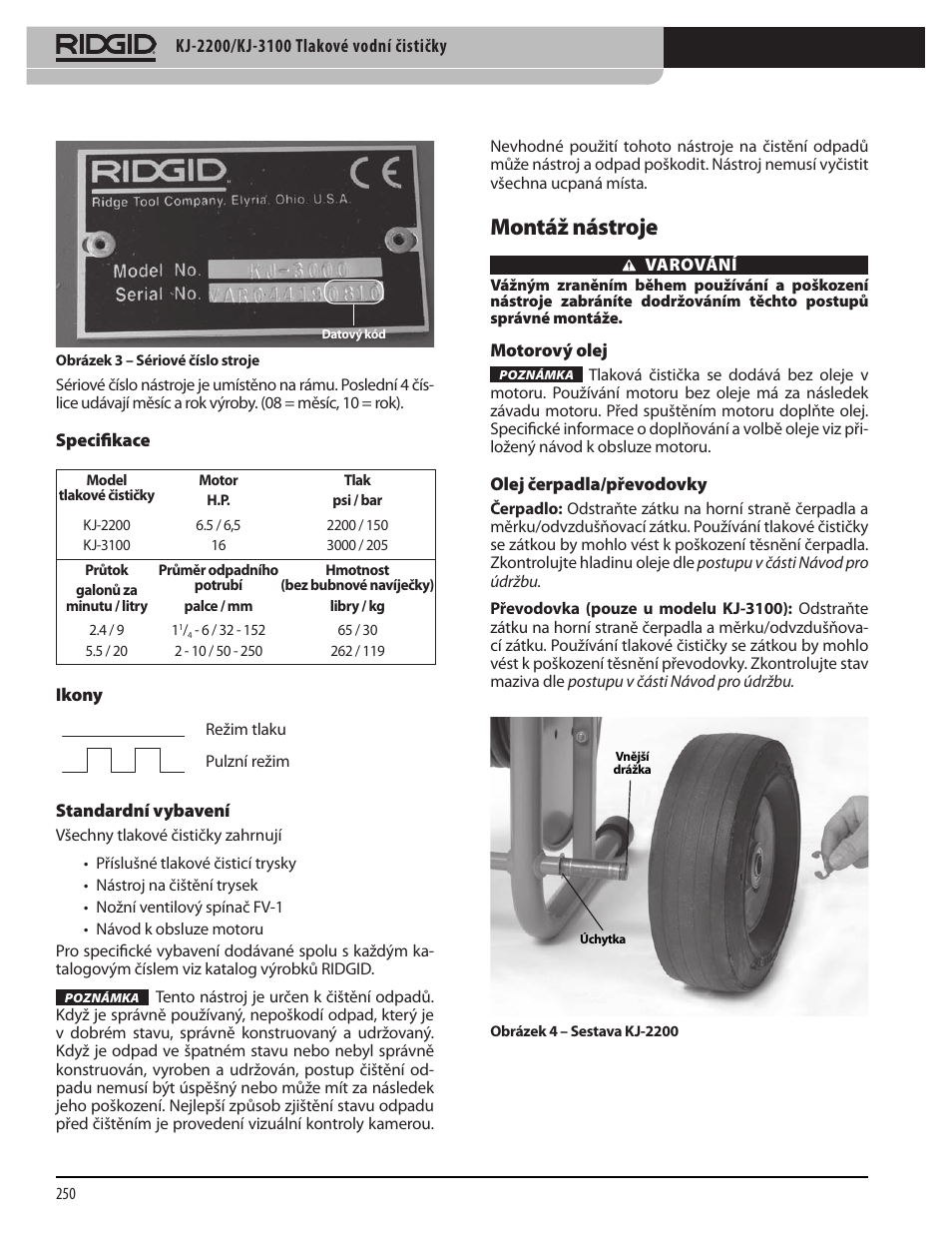 Montáž nástroje | RIDGID KJ-3100 User Manual | Page 252 / 454