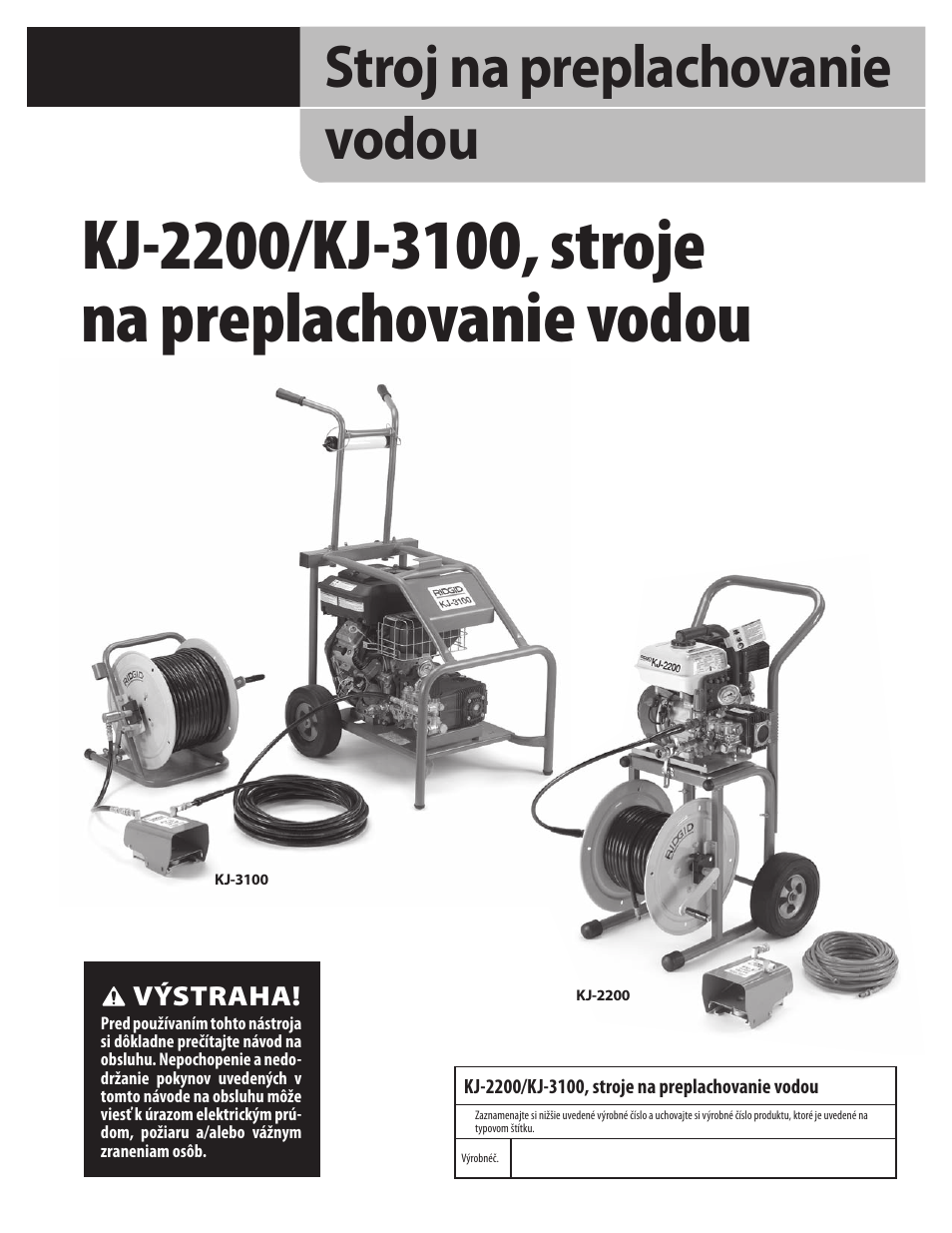 Stroj na preplachovanie vodou | RIDGID KJ-3100 User Manual | Page 267 / 454