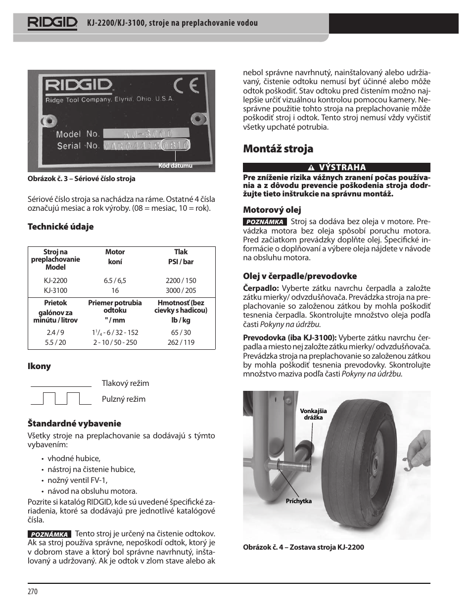 Montáž stroja | RIDGID KJ-3100 User Manual | Page 272 / 454