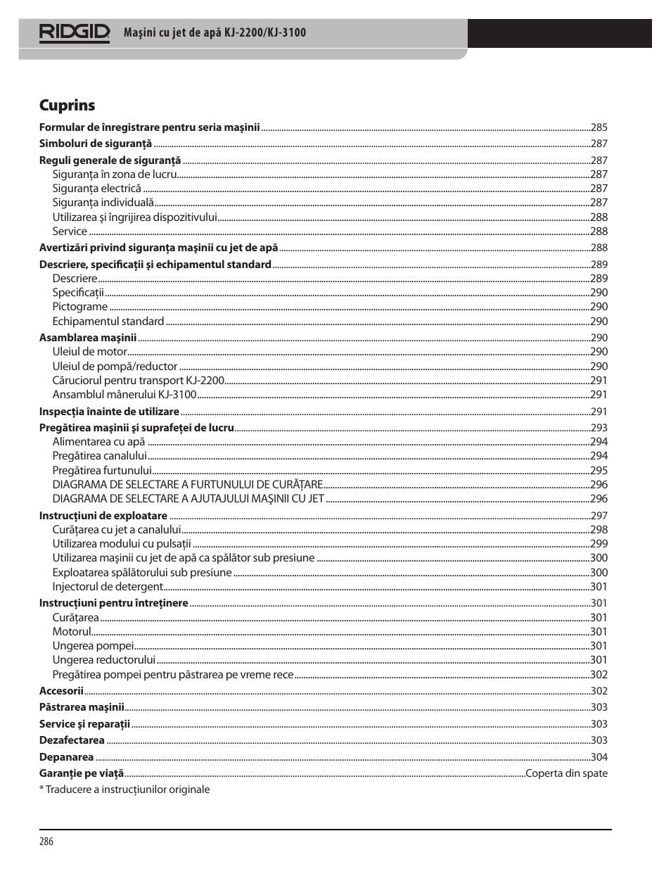 Cuprins | RIDGID KJ-3100 User Manual | Page 288 / 454