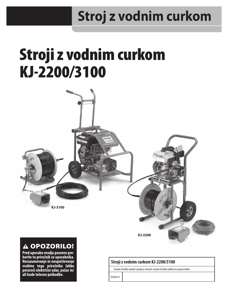 Stroj z vodnim curkom | RIDGID KJ-3100 User Manual | Page 369 / 454