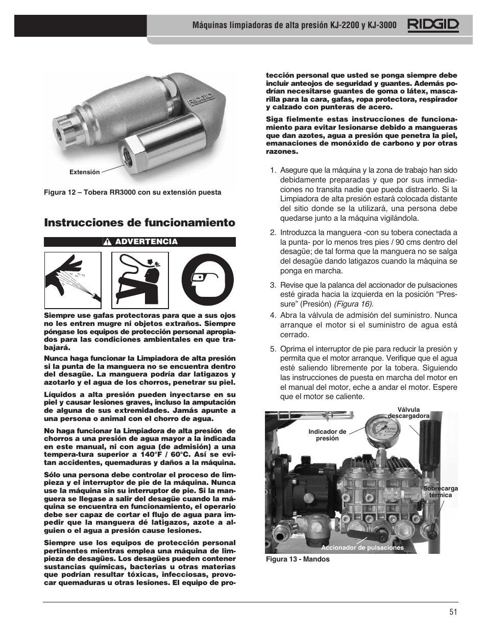 Instrucciones de funcionamiento | RIDGID KJ-3100 User Manual | Page 53 / 454