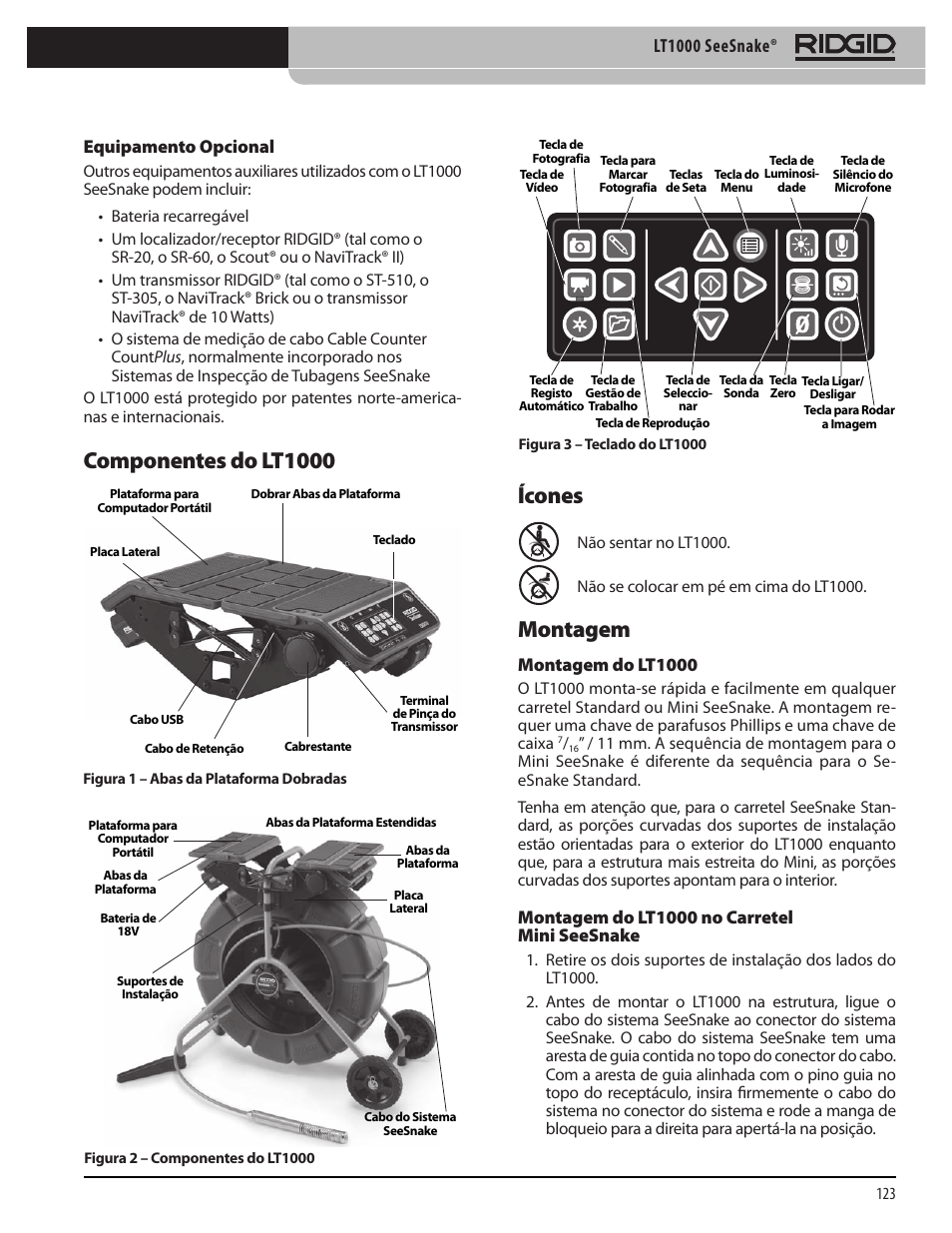 Componentes do lt1000, Ícones montagem, Lt1000 seesnake | RIDGID SeeSnake LT1000 User Manual | Page 125 / 422