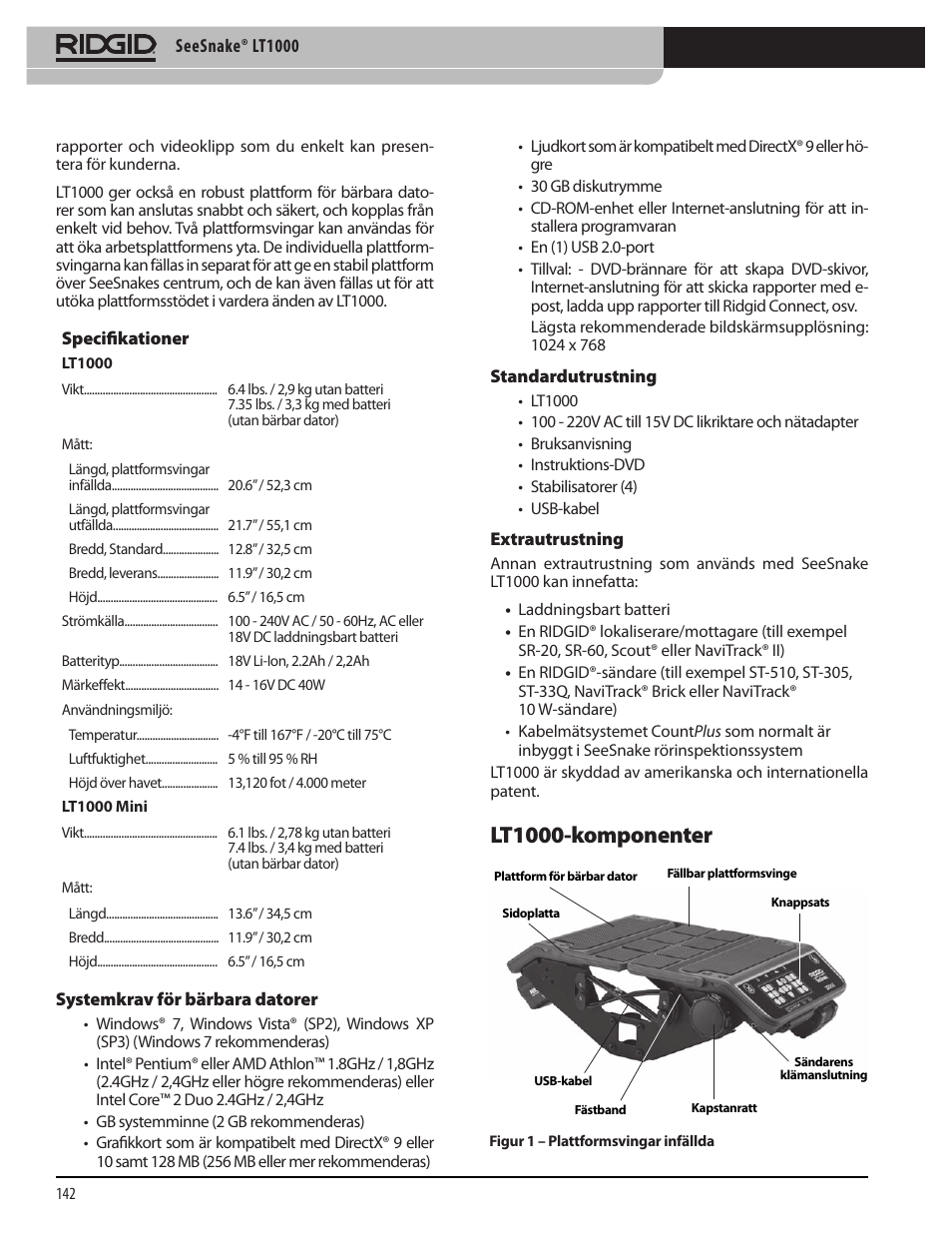 Lt1000-komponenter | RIDGID SeeSnake LT1000 User Manual | Page 144 / 422