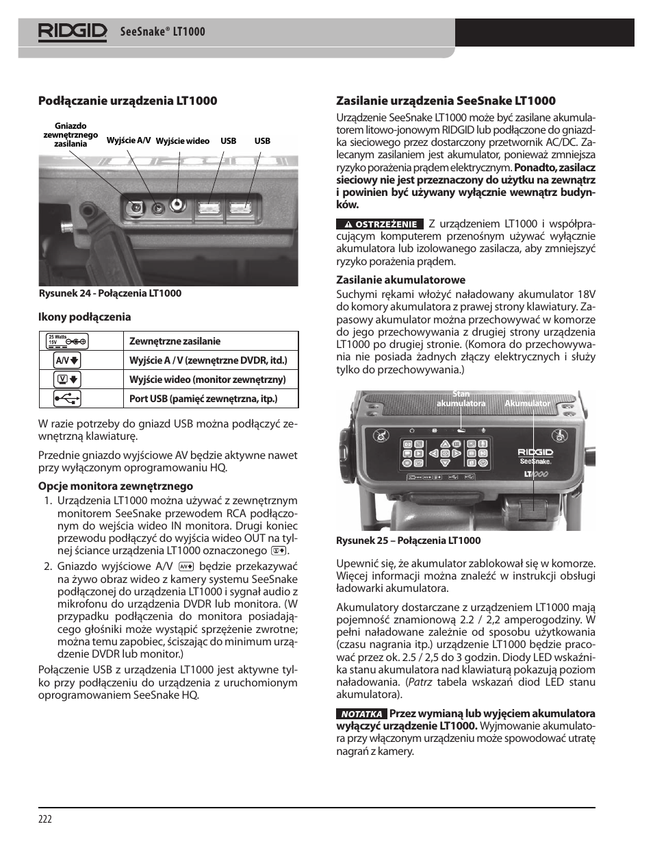 RIDGID SeeSnake LT1000 User Manual | Page 224 / 422