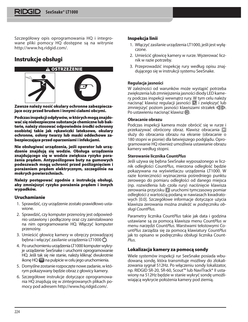 Instrukcje obsługi | RIDGID SeeSnake LT1000 User Manual | Page 226 / 422