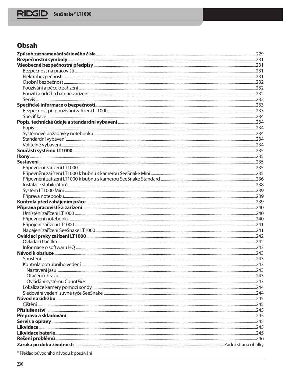 RIDGID SeeSnake LT1000 User Manual | Page 232 / 422