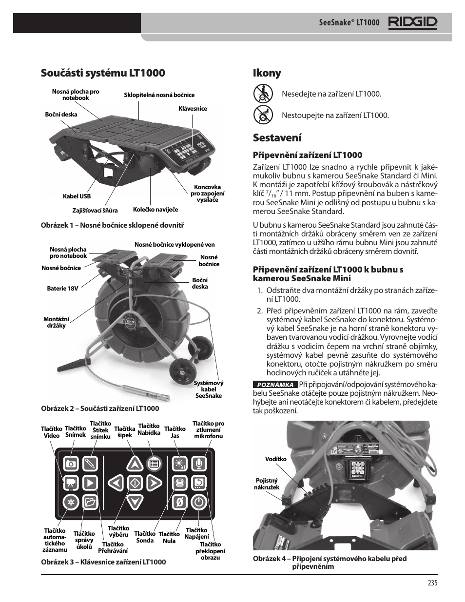 Součásti systému lt1000 ikony sestavení, Seesnake® lt1000 | RIDGID SeeSnake LT1000 User Manual | Page 237 / 422