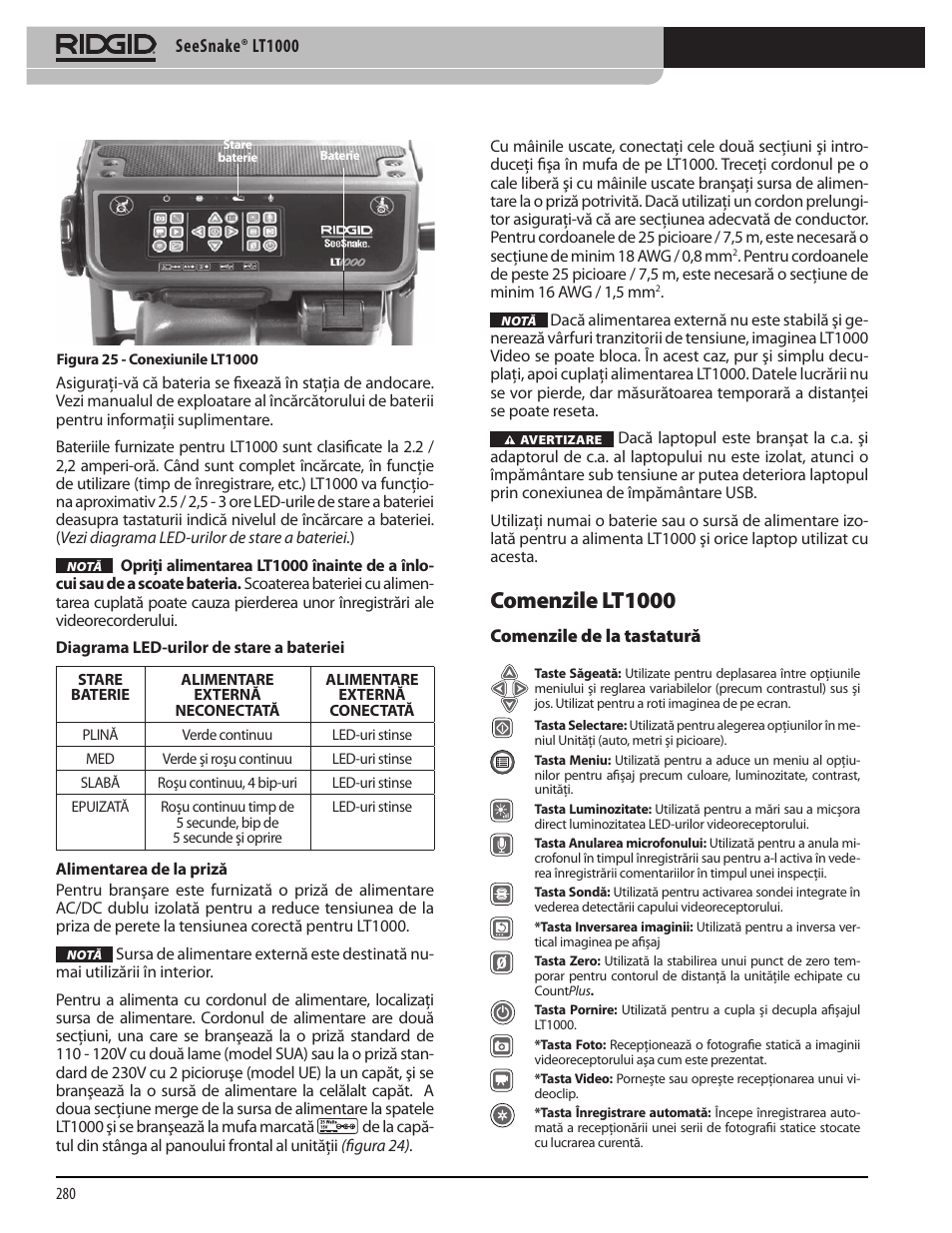 Comenzile lt1000 | RIDGID SeeSnake LT1000 User Manual | Page 282 / 422