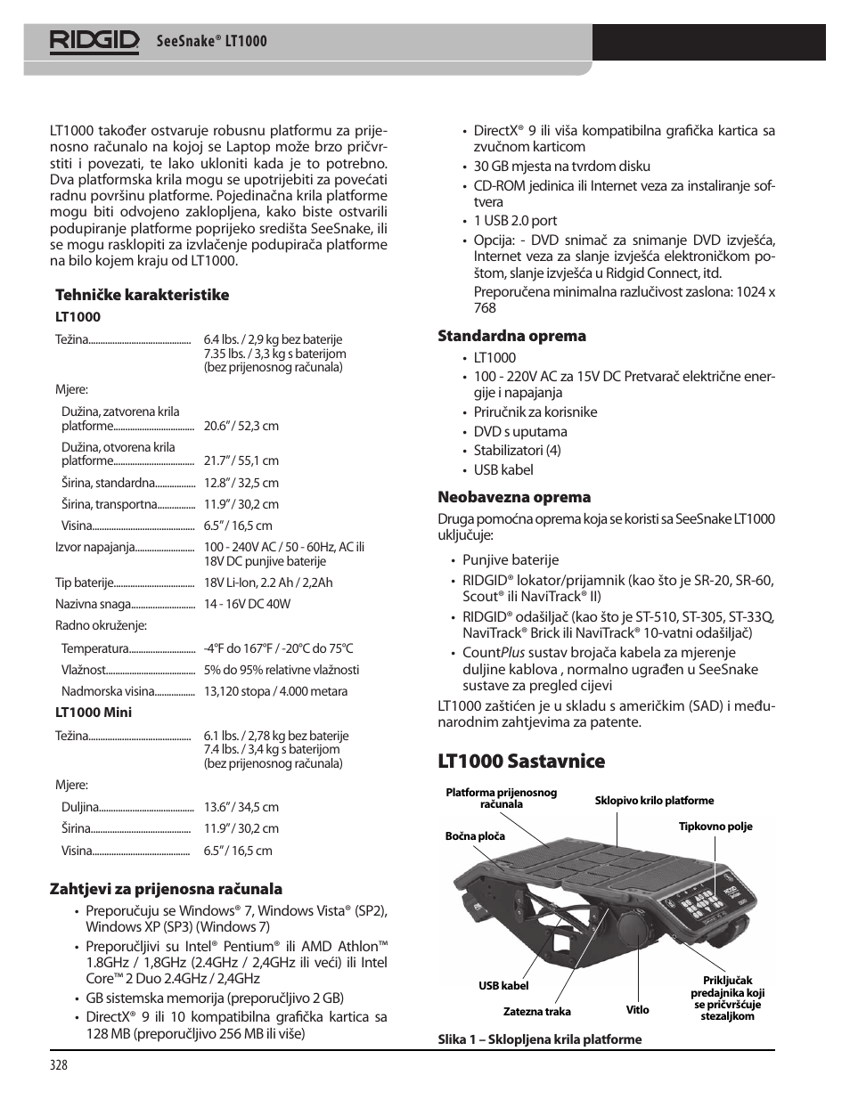 Lt1000 sastavnice | RIDGID SeeSnake LT1000 User Manual | Page 330 / 422