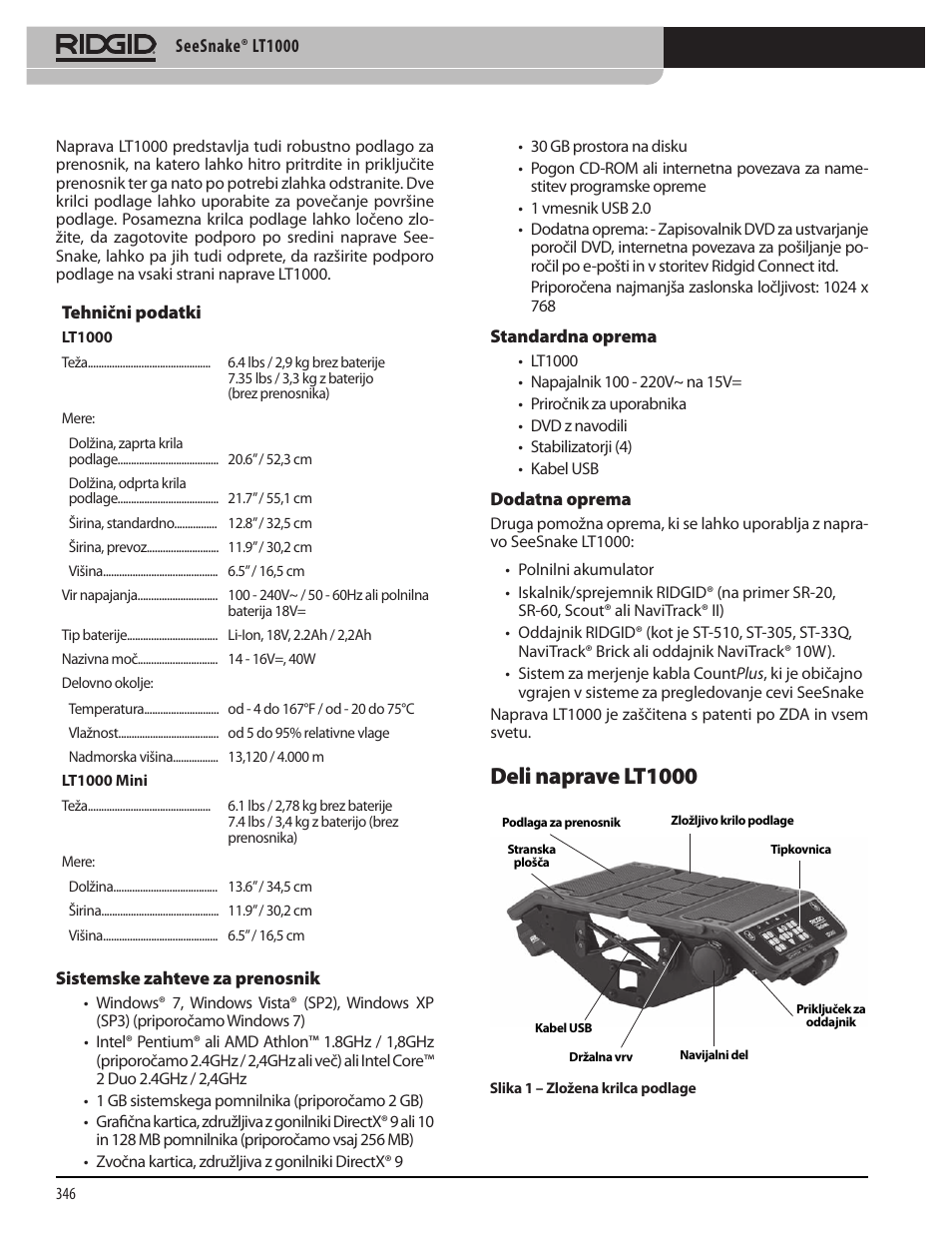Deli naprave lt1000 | RIDGID SeeSnake LT1000 User Manual | Page 348 / 422