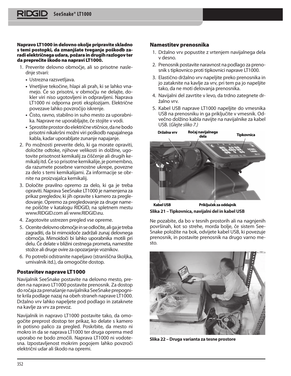 RIDGID SeeSnake LT1000 User Manual | Page 354 / 422