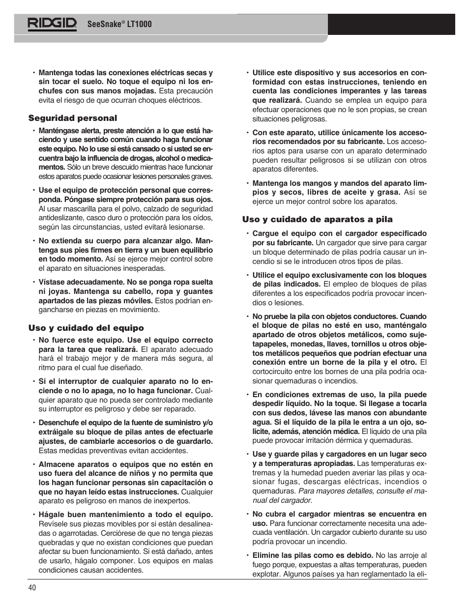 RIDGID SeeSnake LT1000 User Manual | Page 42 / 422