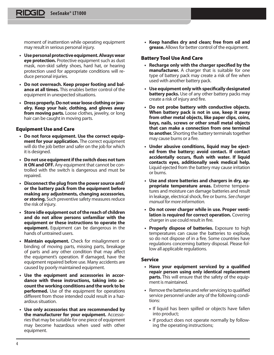 RIDGID SeeSnake LT1000 User Manual | Page 6 / 422