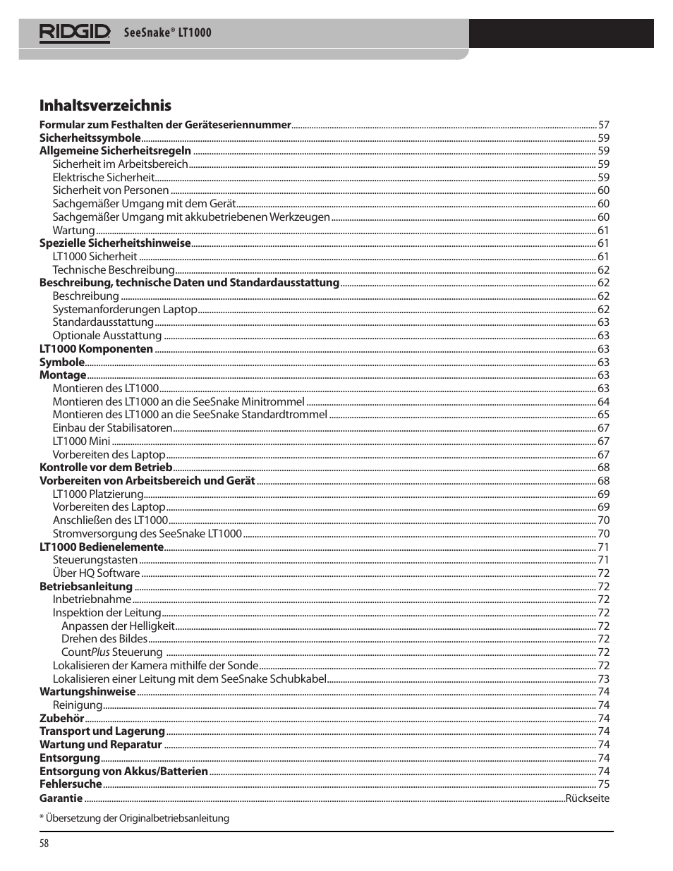 RIDGID SeeSnake LT1000 User Manual | Page 60 / 422