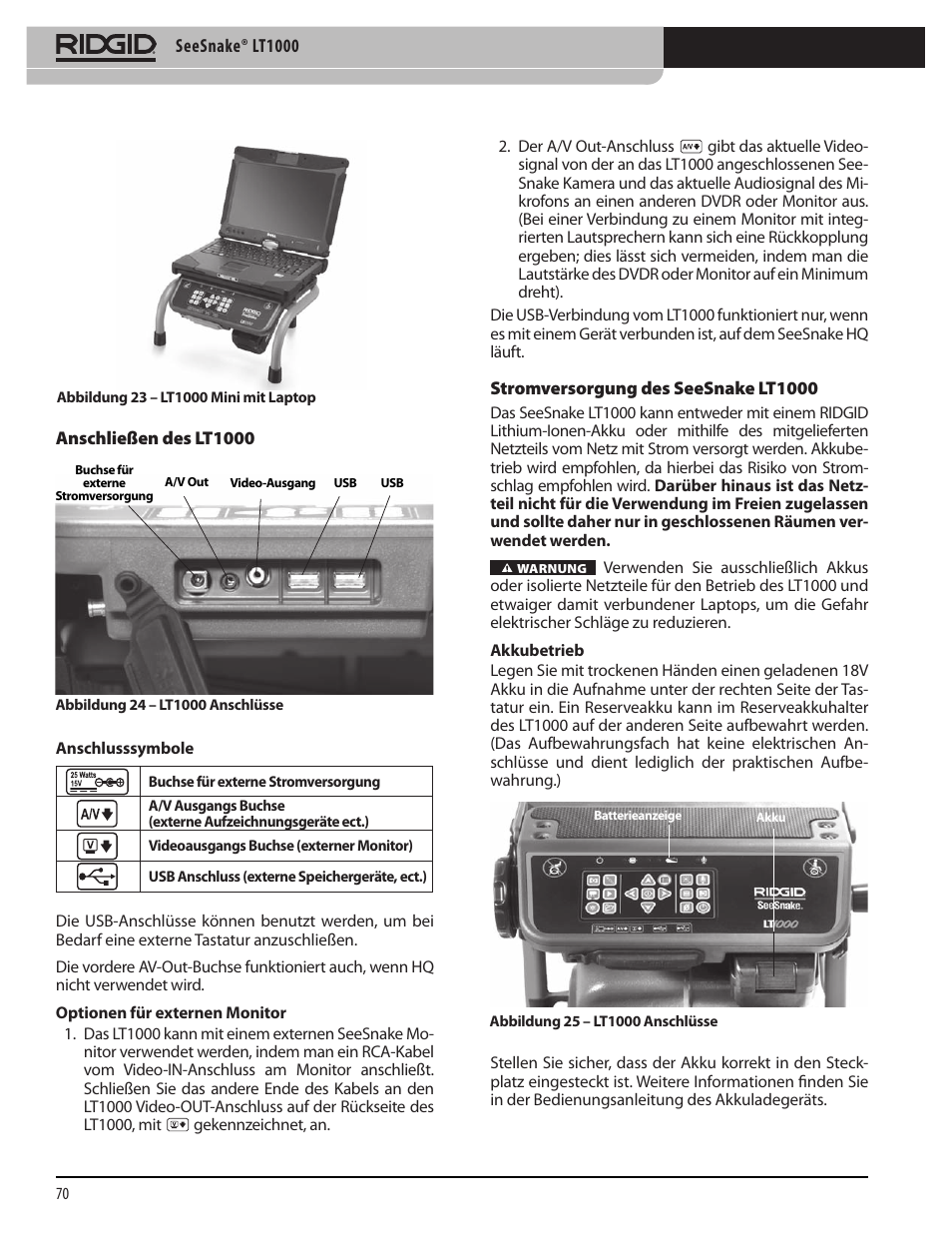 RIDGID SeeSnake LT1000 User Manual | Page 72 / 422