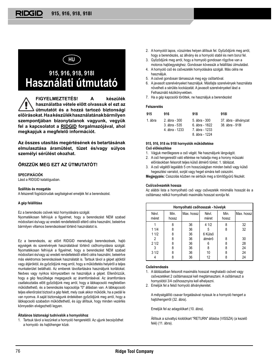 Használati útmutató | RIDGID 918I User Manual | Page 77 / 98
