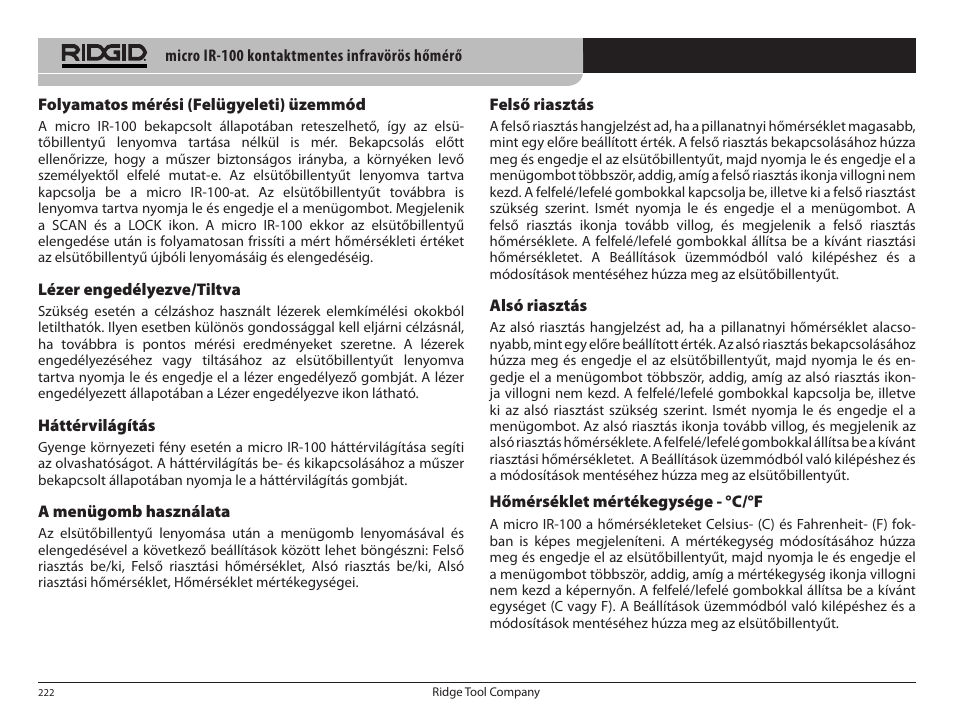 RIDGID micro IR-100 User Manual | Page 224 / 312