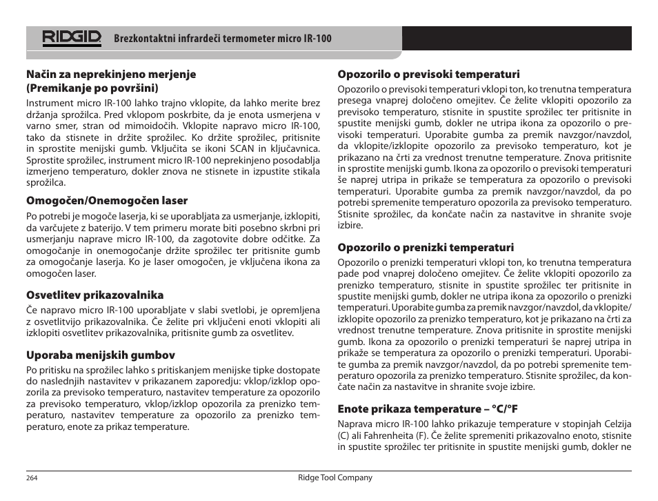 RIDGID micro IR-100 User Manual | Page 266 / 312