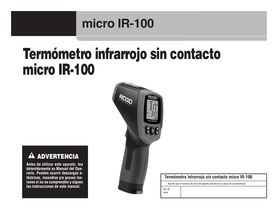 Es_09129_ir100, Termómetro infrarrojo sin contacto micro ir-100, Micro ir-100 | RIDGID micro IR-100 User Manual | Page 31 / 312