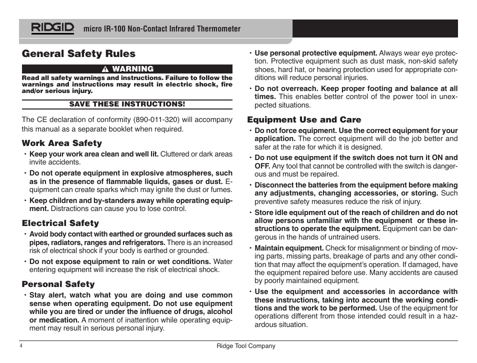 General safety rules | RIDGID micro IR-100 User Manual | Page 6 / 312