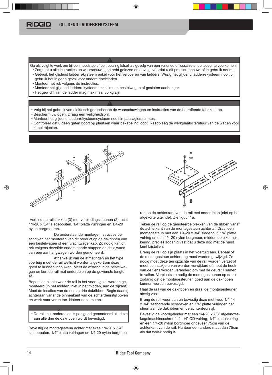 Montage-instructies | RIDGID SLIDING LADDER RACK 250 User Manual | Page 15 / 80