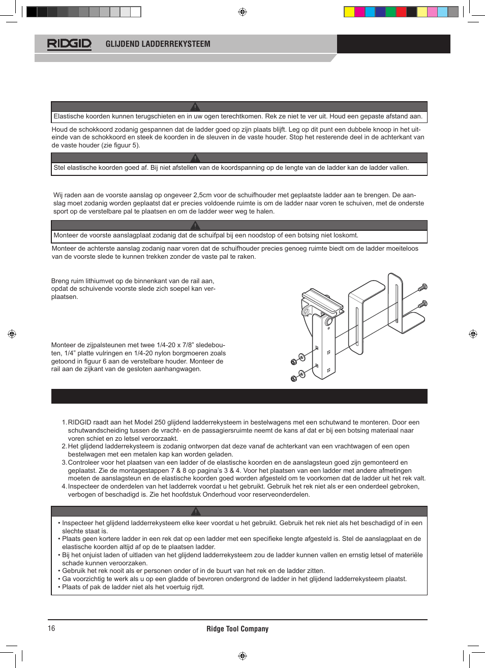 Gebruiksinstructies | RIDGID SLIDING LADDER RACK 250 User Manual | Page 17 / 80