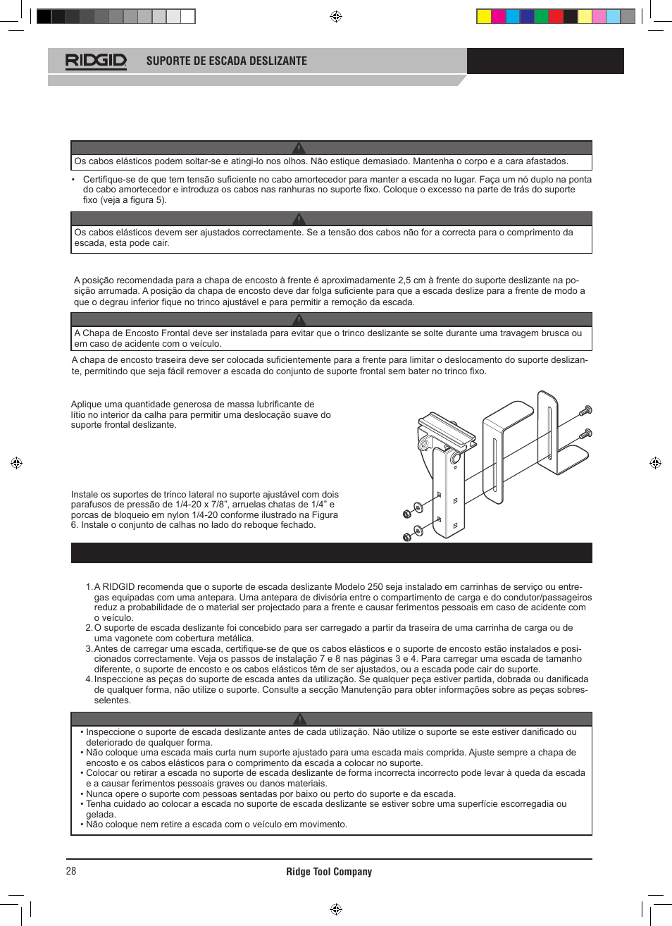 Instruções de utilização | RIDGID SLIDING LADDER RACK 250 User Manual | Page 29 / 80