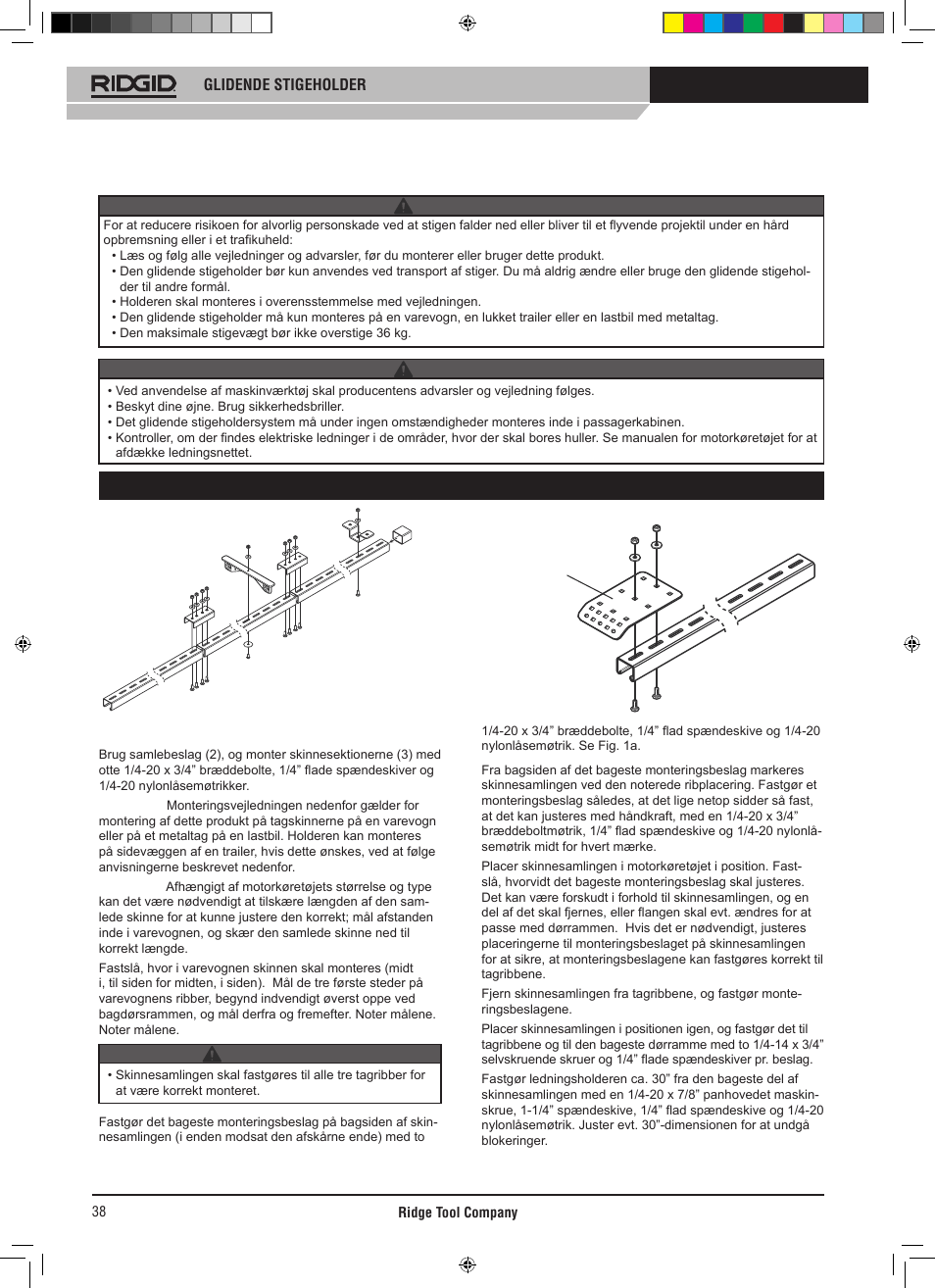 Monteringsvejledningen | RIDGID SLIDING LADDER RACK 250 User Manual | Page 39 / 80