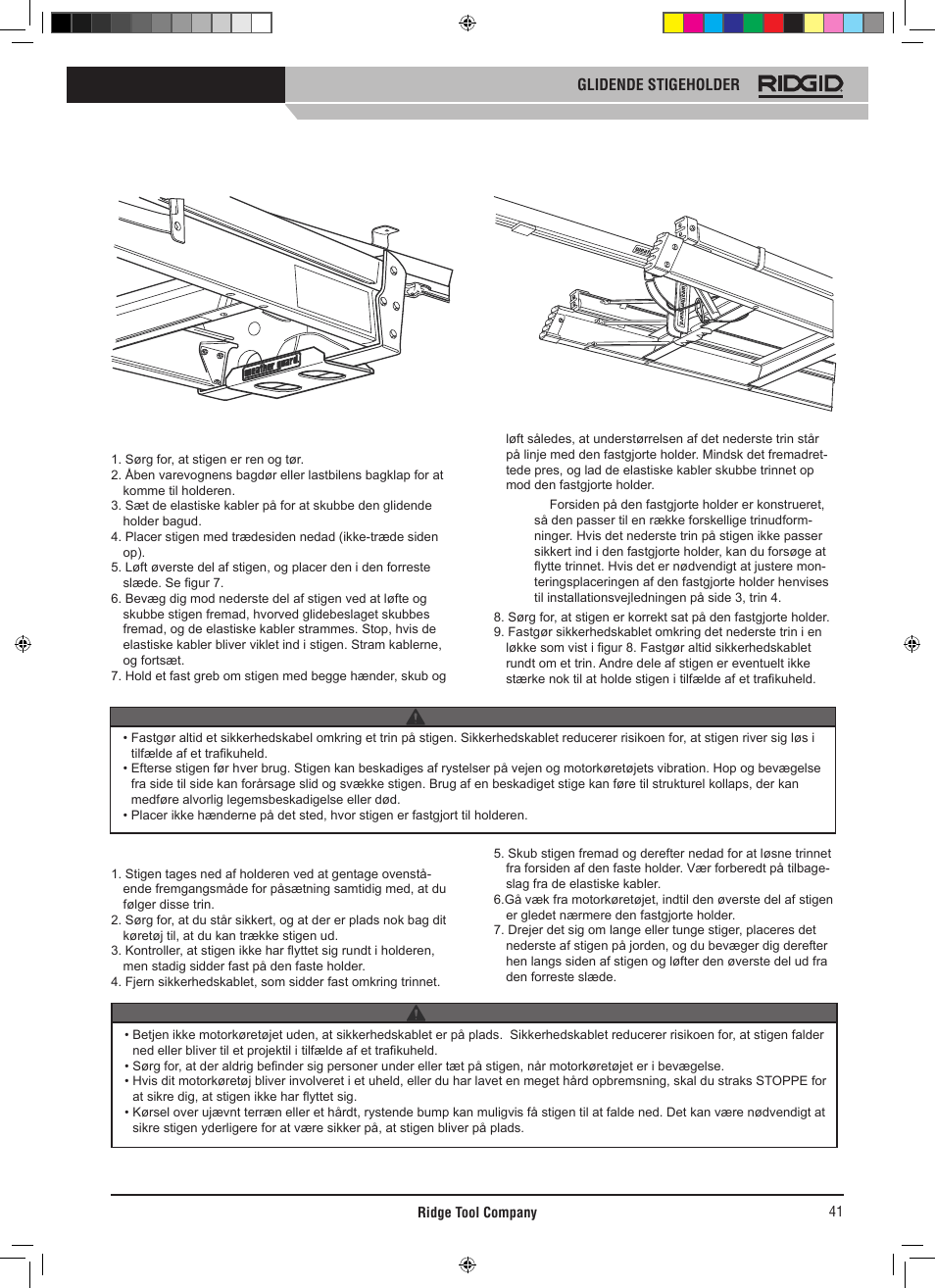 RIDGID SLIDING LADDER RACK 250 User Manual | Page 42 / 80