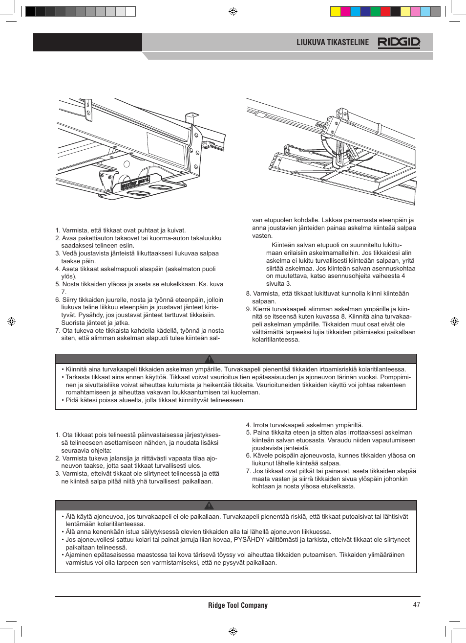 RIDGID SLIDING LADDER RACK 250 User Manual | Page 48 / 80