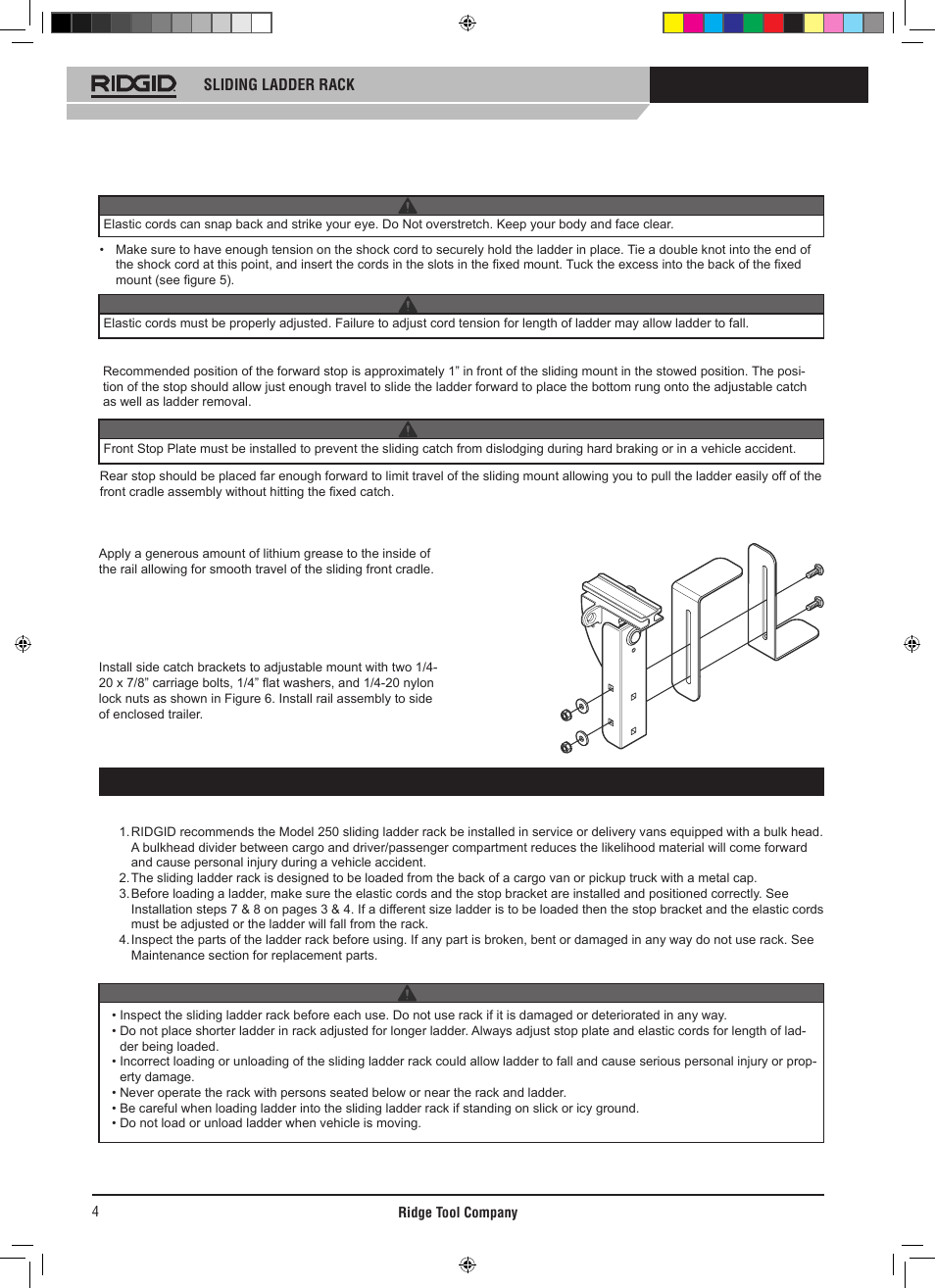 Usage instructions | RIDGID SLIDING LADDER RACK 250 User Manual | Page 5 / 80