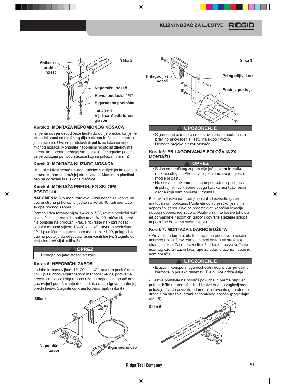 RIDGID SLIDING LADDER RACK 250 User Manual | Page 52 / 80