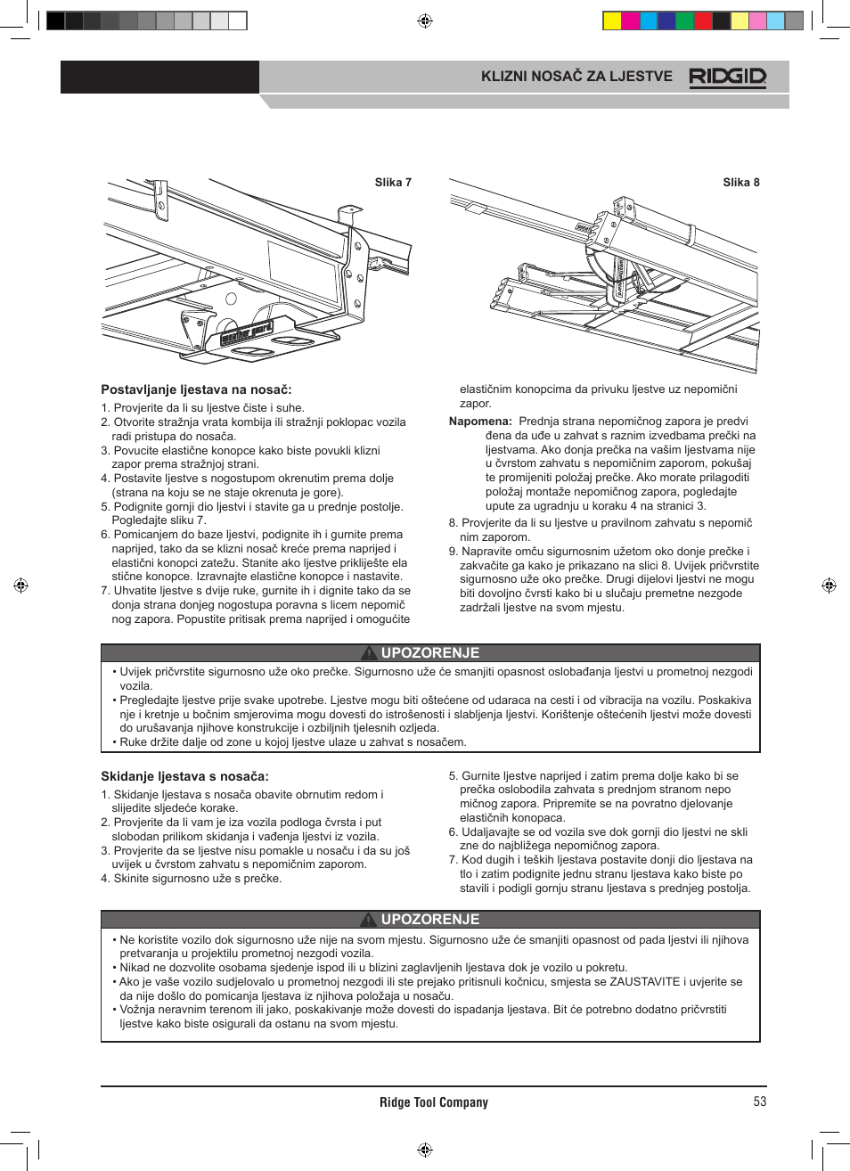 RIDGID SLIDING LADDER RACK 250 User Manual | Page 54 / 80