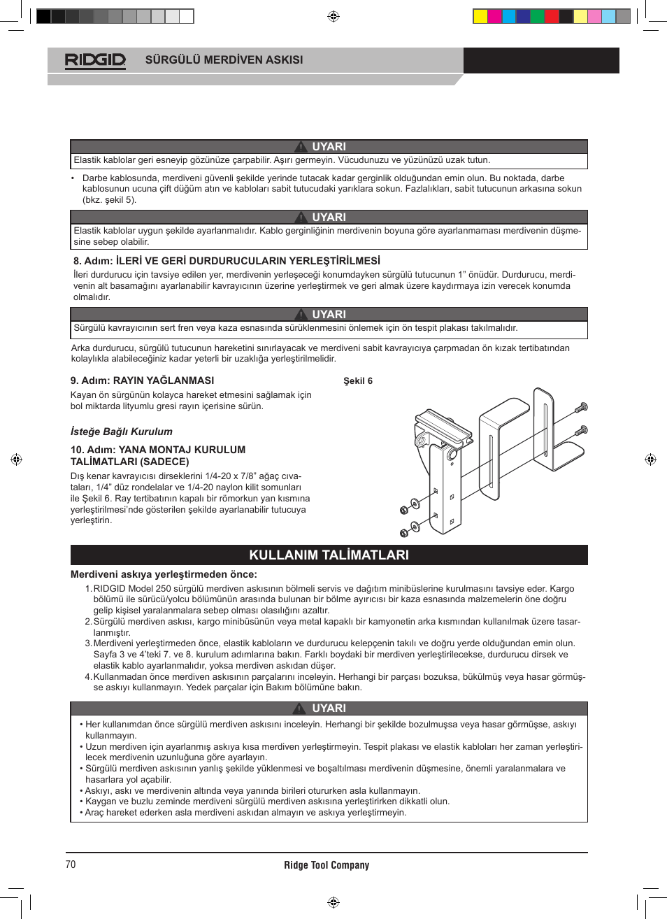 Kullanim talimatlari | RIDGID SLIDING LADDER RACK 250 User Manual | Page 71 / 80